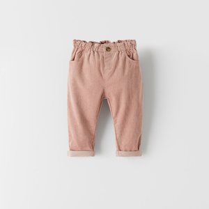 Zara BASIC ELASTIC TRIM CORDUROY PANTS 4-5T Pink